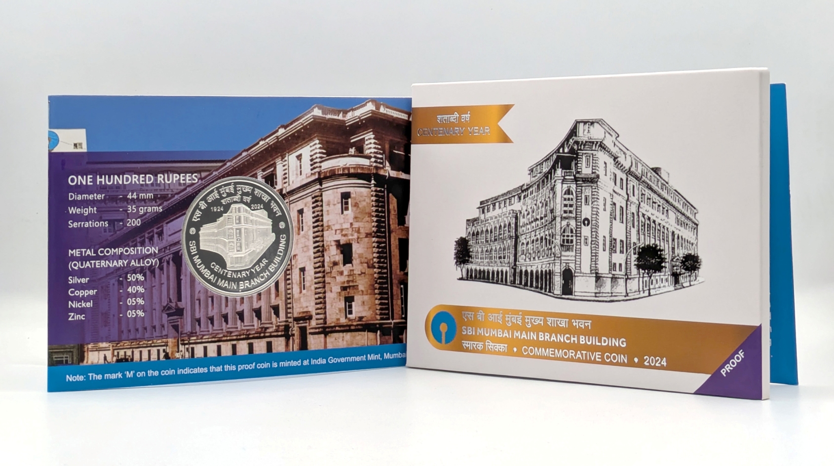 Centenary Year SBI Mumbai Main Branch Building (Denomination of `100) Proof – Folder Packing - FGCO001705 - Image 5