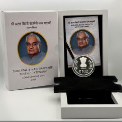 Shri. Atal Bihari Vajpayee Birth Centenary(Denomination of ₹ 100) Proof -Wooden Packing – FGCO001754