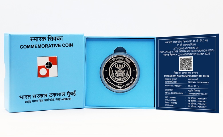 75th Foundation Day of Employees' State Insurance Corporation -Denomination of ₹ 75 – Proof kappa box Packing – FGCO002110 - Image 2
